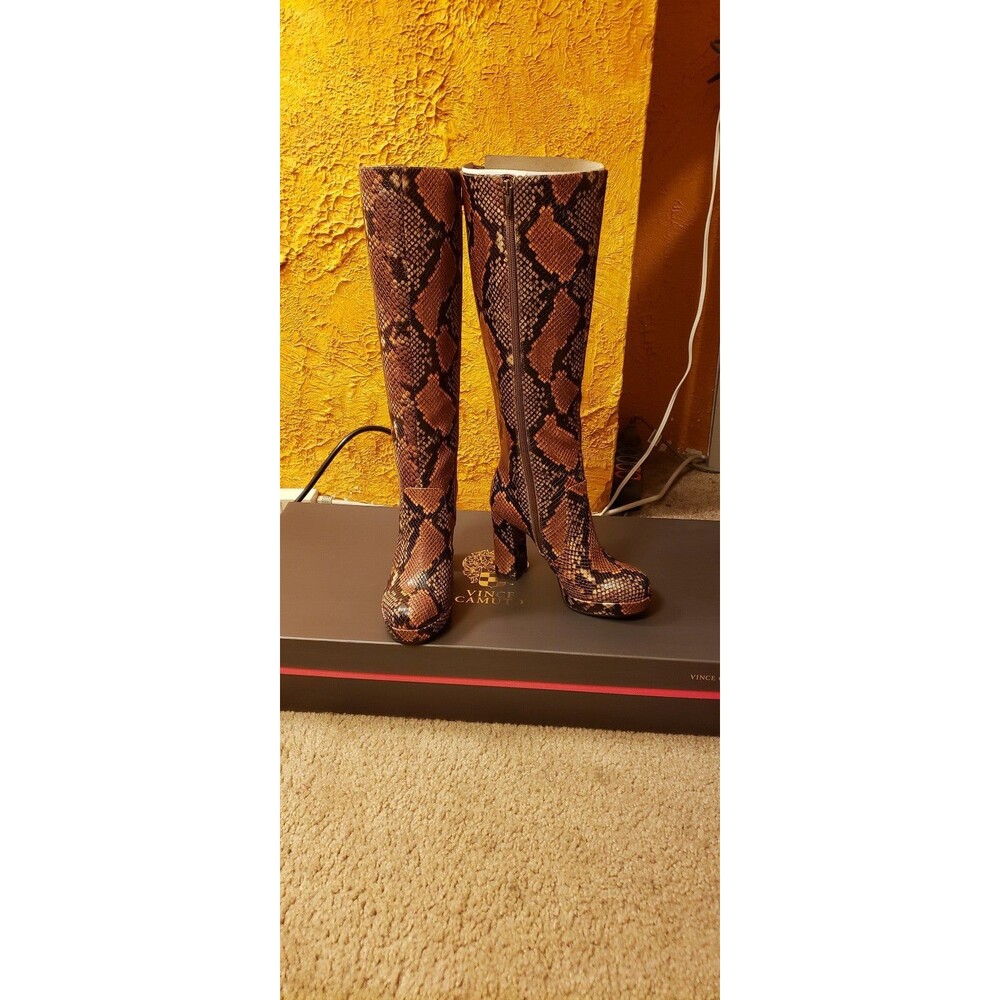 Vince Camuto Jestinal python print Leather Platfo… - image 2